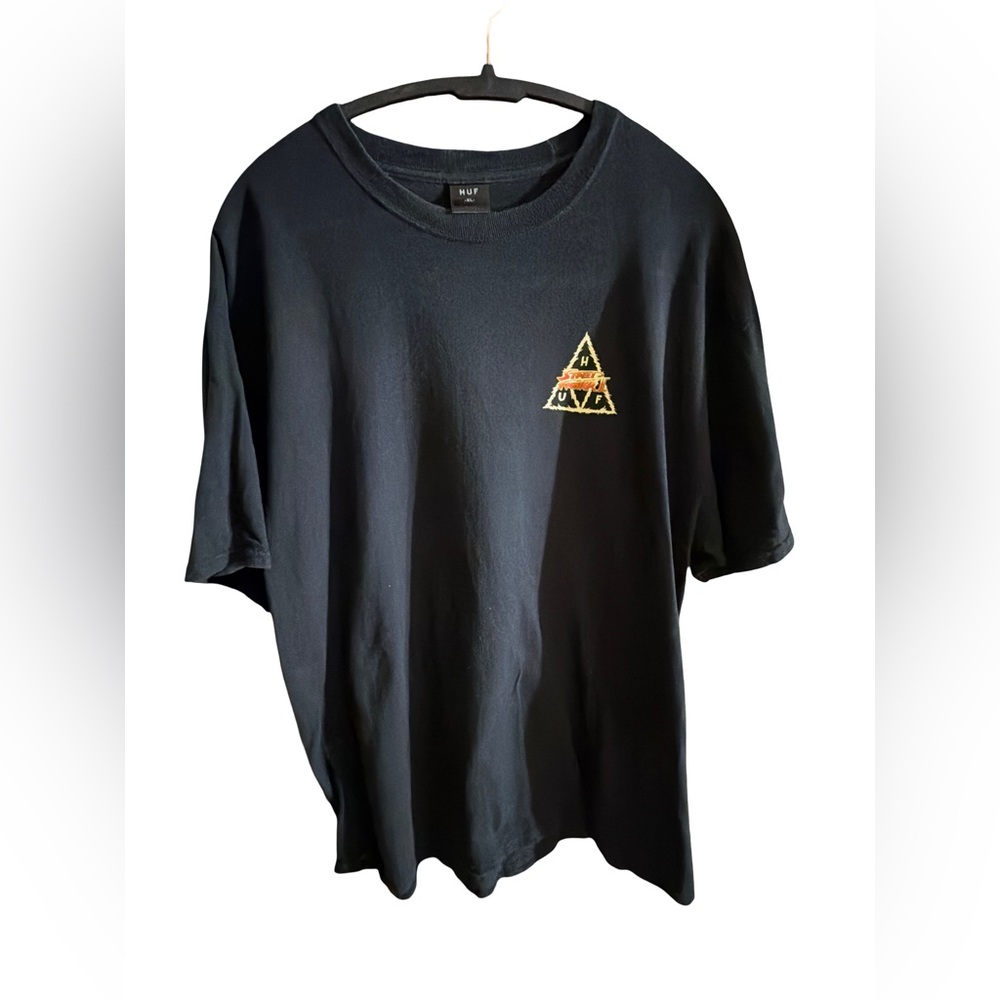 HUF Black Crewneck Tee with Subtle Logo Tag- Street Fighter Blanka - Picture 2 of 5
